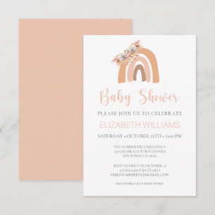 Invitación Pampas Grass Pastel Pink Rainbow Invito de Baby Sh