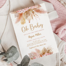 Pampas Grass Pink Floral Oh Baby Shower