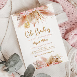 Invitación Pampas Grass Pink Floral Oh Baby Shower