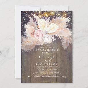 Invitación Pampas Grass Pink Floral Rusal Engagement Party