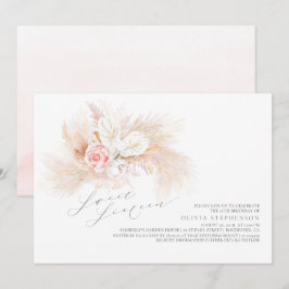 Invitación Pampas Grass Pink Floral Sweet Dieciséis Cumpleaño