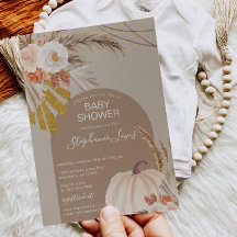 Pampas Grass Pumpkin Baby Shower