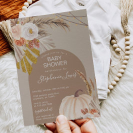Invitación Pampas Grass Pumpkin Baby Shower