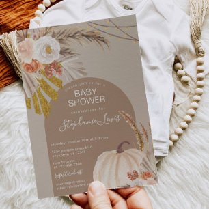 Invitación Pampas Grass Pumpkin Baby Shower