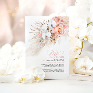 Invitación Pampas Grass Rubor Pink Baby en Bloom Baby Shower