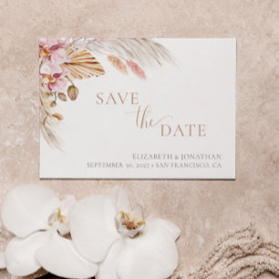 Invitación Pampas Grass Rubor Pink Floral Save the Date Card