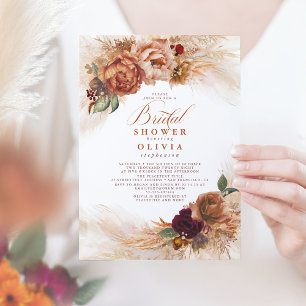 Invitación Pampas Grass Rust Terracotta Bridal Shower