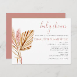 Invitación Pampas Grass Rustic Boho Floral Baby Shower