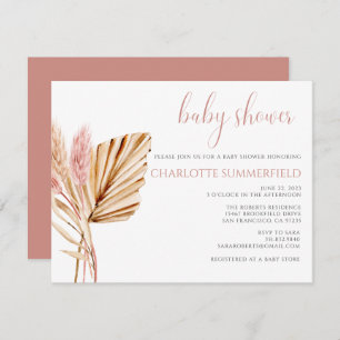 Invitación Pampas Grass Rustic Boho Floral Baby Shower