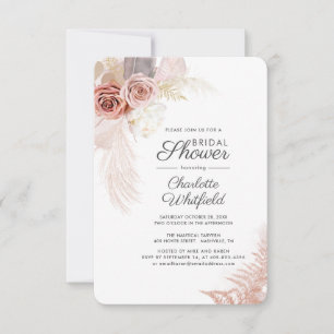 Invitación Pampas Grass Script Terracotta Bridal Shower