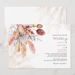 Invitación Pampas Grass Tan Floral Rustic Boda