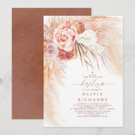 Invitación Pampas Grass Terracotta Baptism Invitation