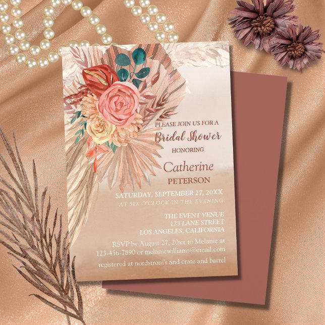 Invitación Pampas Grass Terracotta Boho Boda Bridal Shower (Subido por el creador)