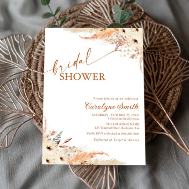Invitación Pampas Grass Terracotta Boho Bridal Shower (Subido por el creador)