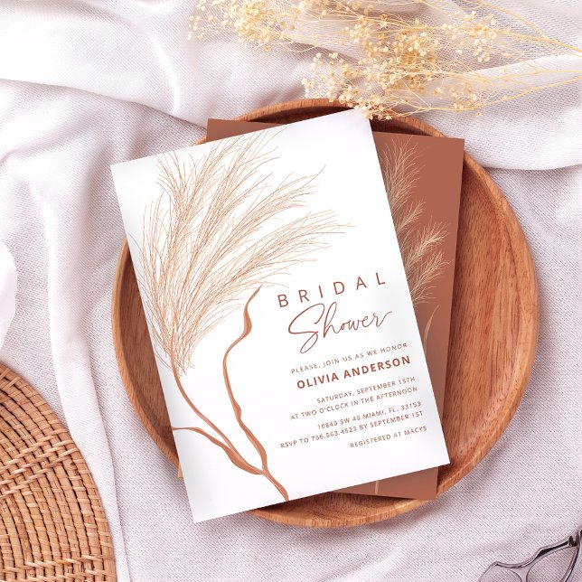 Invitación Pampas Grass Terracotta Bridal Shower (Subido por el creador)