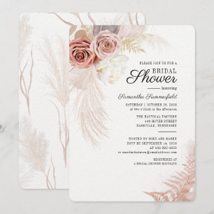 Invitación Pampas Grass Terracotta Floral Bridal Shower