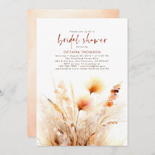 Invitación Pampas Grass Terracotta Floral Fall Bridal Shower