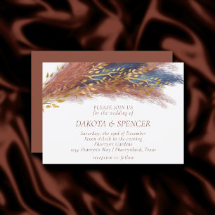 Invitación Pampas Grass   Terracotta Paprika Blue Wildflower