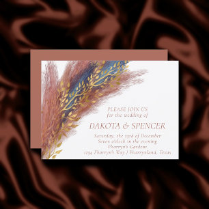 Invitación Pampas Grass   Terracotta Paprika Blue Wildflower