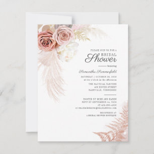 Invitación Pampas Grass Terracotta Tan Bridal Shower
