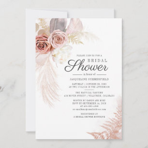 Invitación Pampas Grass Terracotta Tan Floral Bridal Shower