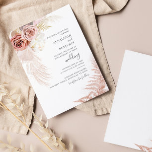 Invitación Pampas Grass Terracotta Tan Floral Rubor Boda