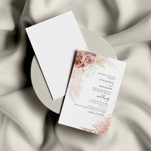 Invitación Pampas Grass Terracotta Tan Watercolor Boda