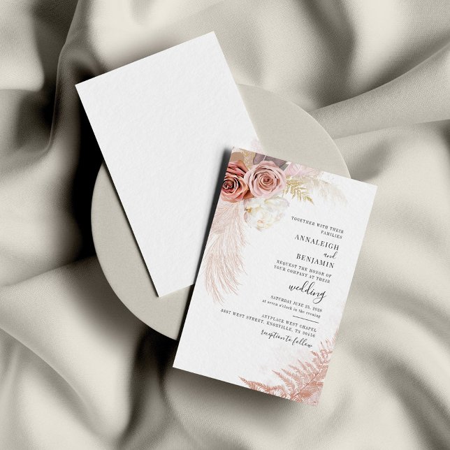 Invitación Pampas Grass Terracotta Tan Watercolor Boda (Subido por el creador)