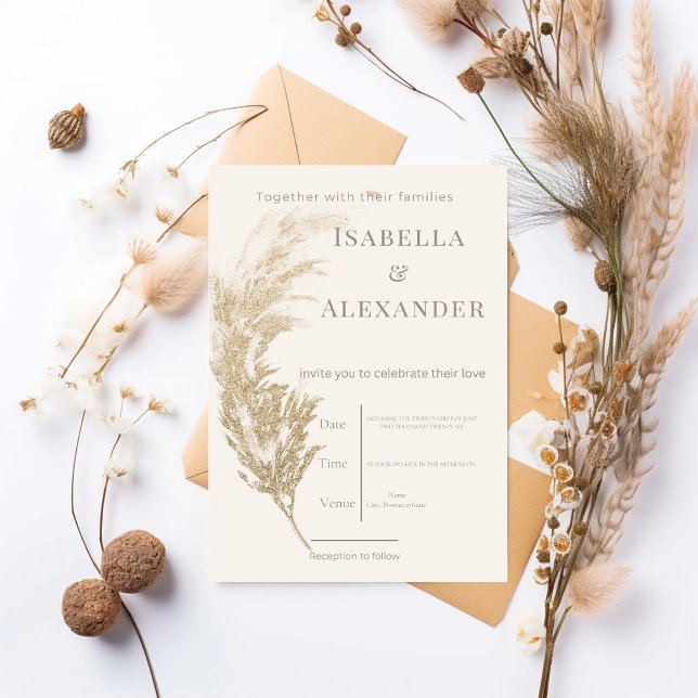 Invitación Pampas Grass Wedding Invitation (Pampas Grass Wedding Invitation)