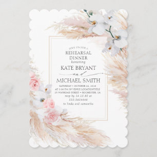 Invitación Pampas Grass y Orquídeas Blancas Ensayos Cena