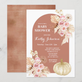 Invitación Pampas Grass y Pumpkin Baby Shower