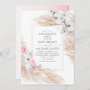 Invitación Pampas Grass y White Orchids Engagement Party