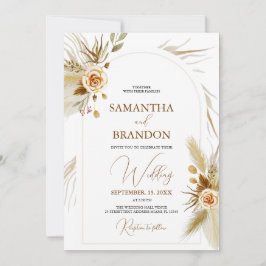 Invitación Pampas hierba acuarela boho elegante boda