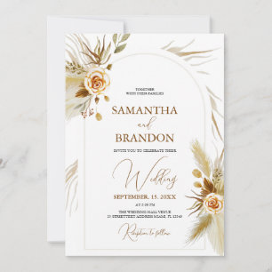 Invitación Pampas hierba acuarela boho elegante boda