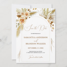 Invitación Pampas hierba acuarela boho elegante Save the Date