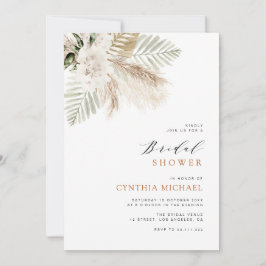 Invitación pampas hierba boho verde ducha de novia