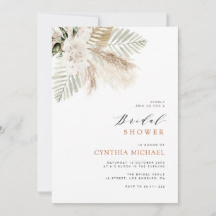 Invitación pampas hierba boho verde ducha de novia