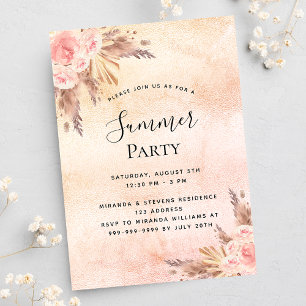Invitación Pampas hierba de flores rubias verano fiesta exter