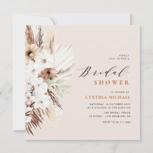 Invitación pampas hierba terracotta boho ducha de novia