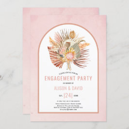 Invitación Pampas hierba y palma suave pink engagement party