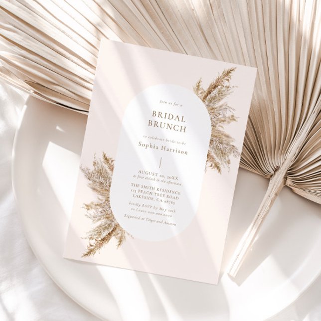 Invitación Pampas Marco de gramaje Beige Bridal Shower Invita (Subido por el creador)
