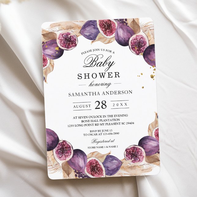 Invitación Pampas modernas y higos púrpura marco de belleza (Subido por el creador)