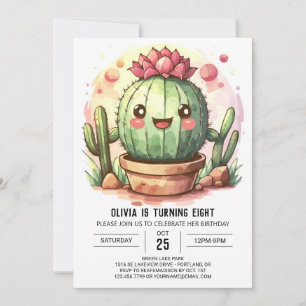 Invitación Pampas moderno Grass Bohemian Cactus Chica Cumplea