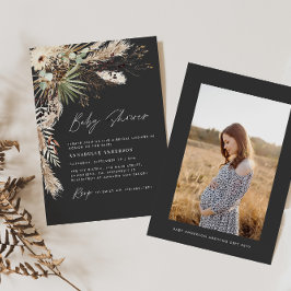 Invitación Pampas para la ducha de bebé, elegante foto modern
