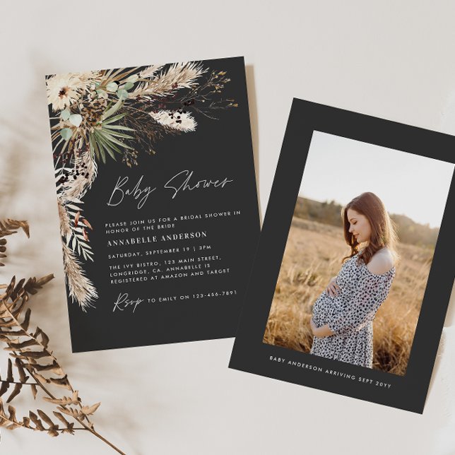 Invitación Pampas para la ducha de bebé, elegante foto modern (Subido por el creador)