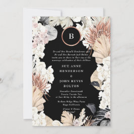 Invitación Pampas Premium | Monograma Relieve metalizado dora