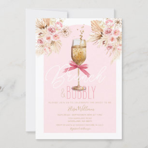 Invitación Pampas rosa Brunch & Bubbly Bridal Shower