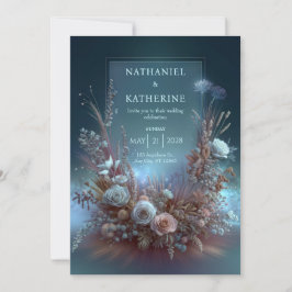 Invitación Pampas Rose Ethereal Teal Garden Wedding