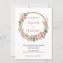 Invitación Pampas secas Rosa de guirnalda orquídea Eucalipto