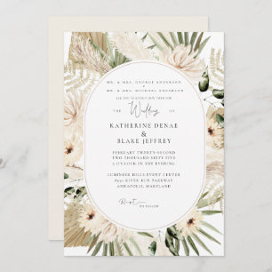 Invitación Pampas simplemente elegante Boda ambos padres